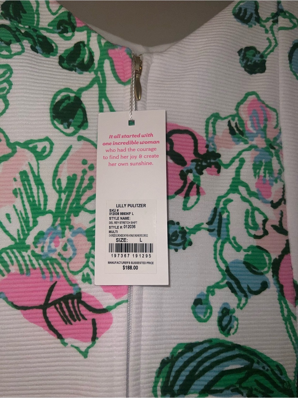 NWT Lilly Pulitzer DelRey Stretch Shift Dress, Large, Orchids on the Ave Floral - Picture 5 of 14